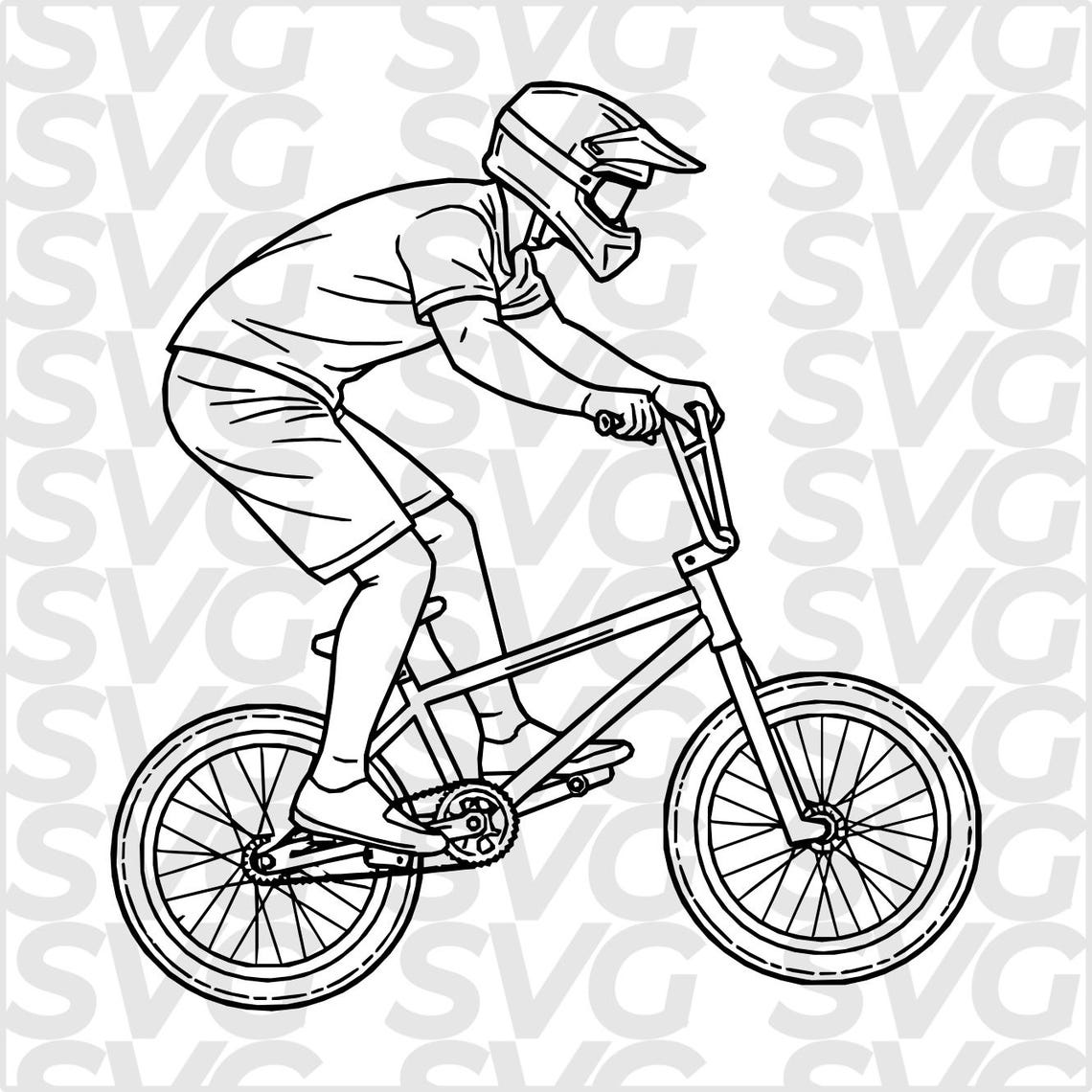 BMX Rider SVG DXF File | BMX Bike Line Art | Freestyle Bike Athlete ...