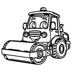 Cute Road Roller SVG DXF Datei | Lasergravur Datei | Laser Cut File | CNC Datei | Vektordatei | Strassenwalze | Instant Download