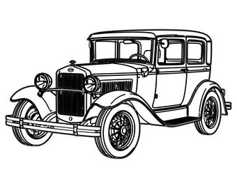 Classic 1920s Vintage Sedan SVG DXF | Laser Cut File | CNC Vector | Laser Engraving File | Glowforge Cricut