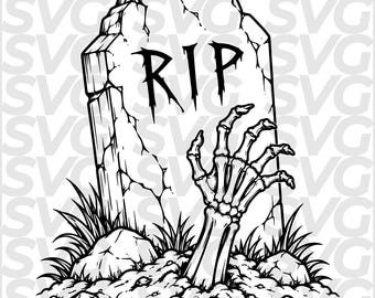 Gravestone SVG Halloween, RlP Tombstone DXF, Spooky Graveyard, Halloween Laser Cut File, CNC Engraving, Cricut Cut File