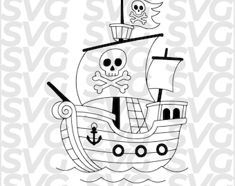 Cute Pirate Ship SVG DXF File | Laser Engraving File | CNC File | Laser Cut File | Vector File | Instant Download