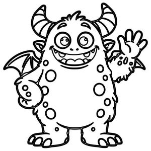 Cute Monster Line Art SVG DXF | Cartoon Monster Laser Cut File | Funny Creature CNC Vector | Kids Laser Engraving Design