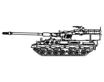 PzH 2000 Panzerhaubitze SVG DXF File | Laser Engraving File | CNC File | Laser Cut File | Military Vehicle Vector File | Instant Download