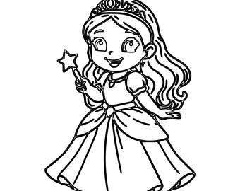 Cute Princess SVG DXF File | Laser Engraving File | Laser Cut File | CNC File | Vector File | Princess Line Art | Instant Download