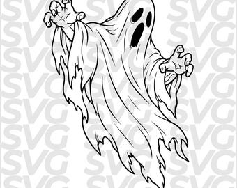 Ghost SVG Halloween, Spooky Ghost DXF, Cute Halloween Ghost, Laser Cut File, Ghost Outline, CNC Engraving, Cricut Cut File