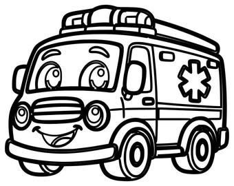 Cute Ambulance SVG DXF File | Laser Engraving File | Laser Cut File | CNC File | Vector File | Ambulance | Instant Download