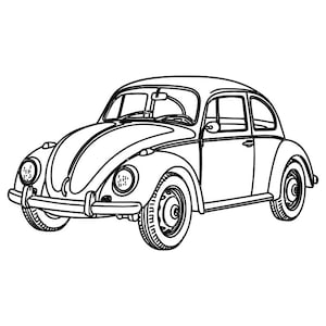 Classic Rounded Vintage Car SVG File | Retro Compact Car Vector File | Laser engraving file | CNC file | Classic Car SvG | Instant Download