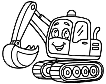 Cute Excavator SVG DXF File | Laser Engraving File | CNC File | Laser Cut File | Vector File | Instant Download