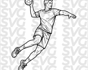 Handball SVG DXF file | Handball player line art | Throwing motion, team sport | Ball sport engraving | Laser CNC file