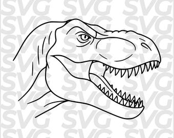 T-Rex Head SVG DXF | Dino Head Mid Detail | Dinosaur Line Art | Laser CNC File | Engraving Template