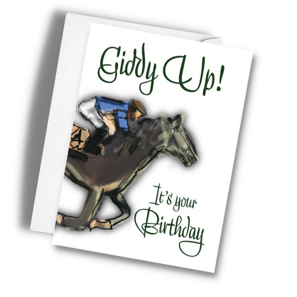 Happy Birthday, Horses Birthday Card, Kentucky Derby, Ponies Card Greeting Card