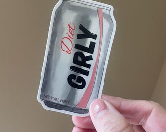 Diet Girly Soda Can Vinyl Sticker - Waterproof 3"