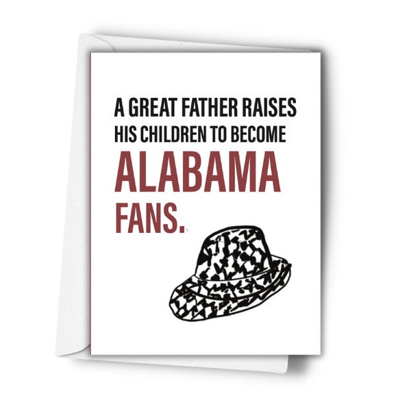 Retired Design - Alabama Fan Father's Day Card, Houndstooth Hat