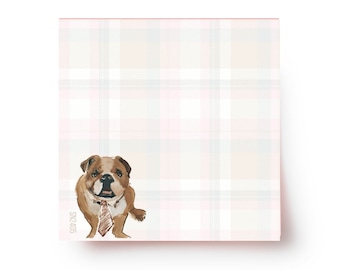 Sticky Notes, Bulldog Wearing a Neck Tie, 3" Square Sticky Notes