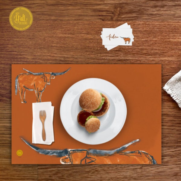 XL Longhorn Paper Placemats (pad of 25), Texas
