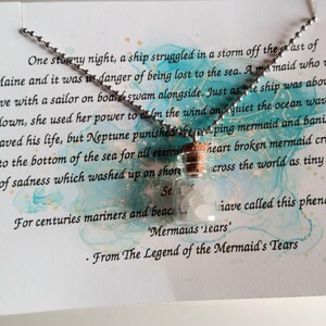 Mermaid Necklace, Mermaid&#39;s Tears Tiny Sea Glass in bottle on ball chain,  Free Shipping USA