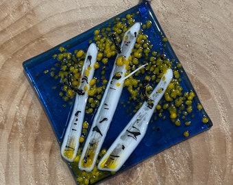 Fall Aspen Fused Glass Ornament