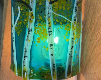Aspen Fused Glass Night Light/Dark Blue