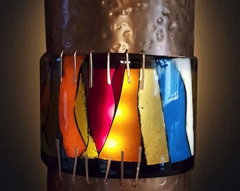 Mosaic Fused Glass Sconce "Sunset Glow"