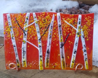 Aspen Fused Glass Keepsake_Red Fall