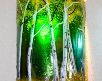 Aspen Grove Fused Glass Sconce - Emerald Green