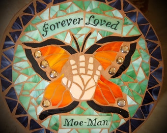 Handprint Butterfly Mosaic Memorial Stepping Stone
