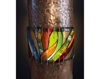 Mosaic Fused Glass Sconce "Sunset Glow"