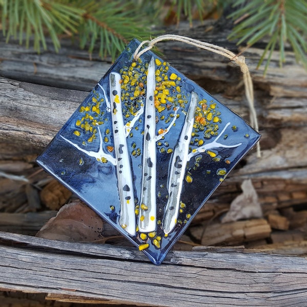 Fall Aspen Fused Glass Ornament