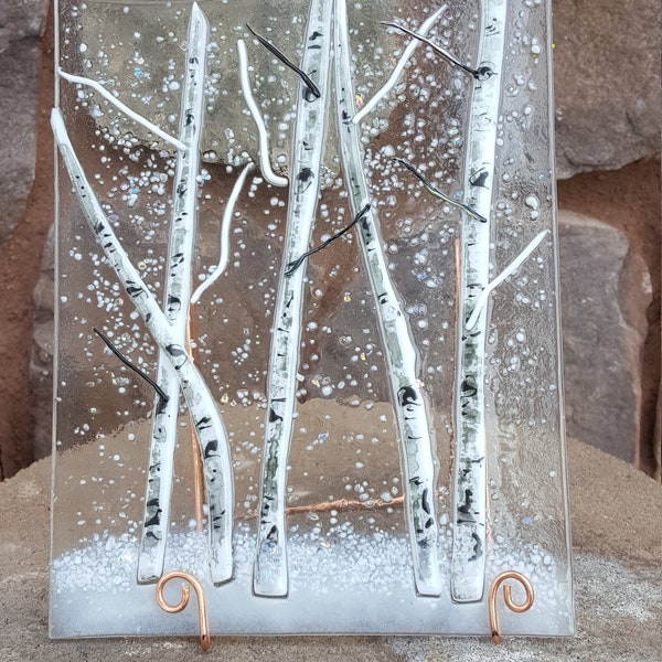 Aspen Fused Glass Keepsakes/Winter Clear