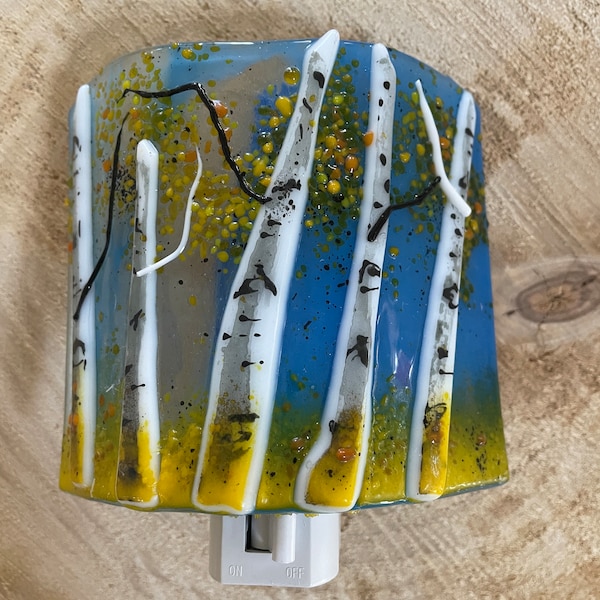 Aspen Fused Glass Night Light/Sky Blue