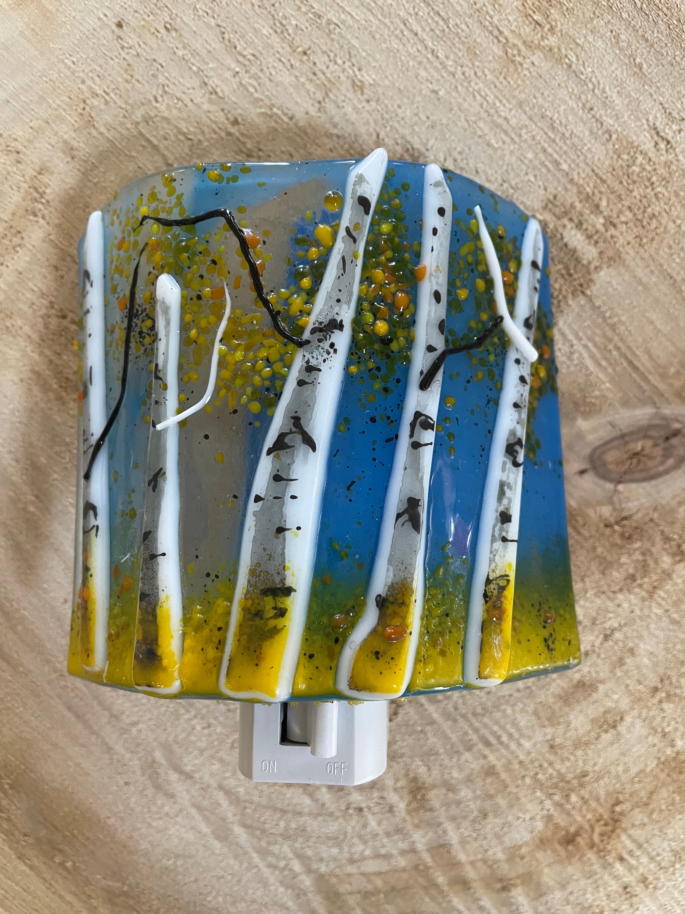 Aspen Fused Glass Night Light/Sky Blue