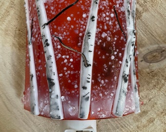 Aspen Fused Glass Night Light/Burnt Orange Winter