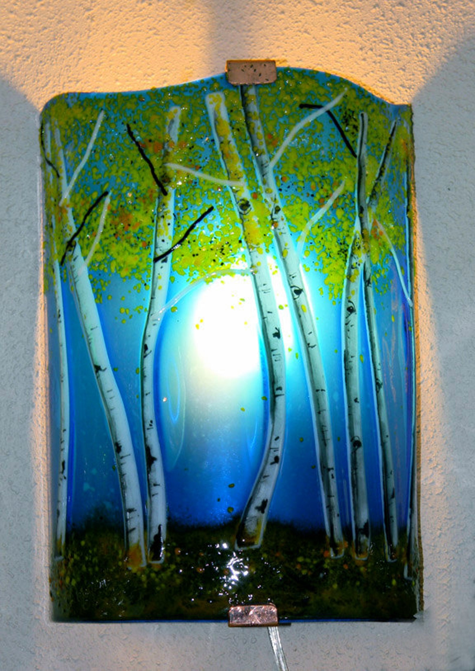 Aspen Grove Fused Glass Sconce-Sapphire Blue | Etsy