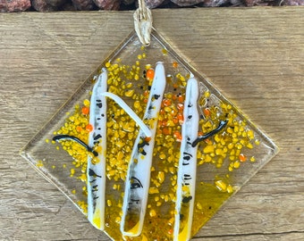 Fall Aspen Fused Glass Ornament
