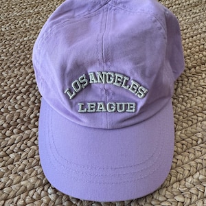 Used Los Angeles League  Lavender Purple Hat - California Los Angeles Purple Cap - Velcro Adjustable Closure Cap