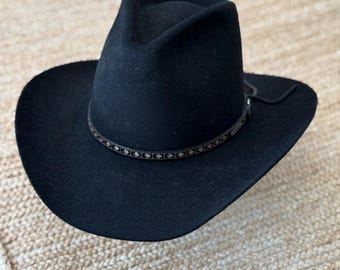 Vintage 1970's Stetson Black Cowboy Hat Size 7 1/8, Western