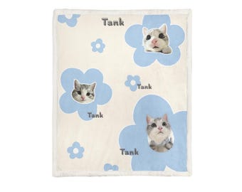 Aangepaste deken huisdierportret, gepersonaliseerde hondenfotodeken, zachte fleece kattenworp, aangepaste huisdieraandenken, herdenkingscadeau huisdier