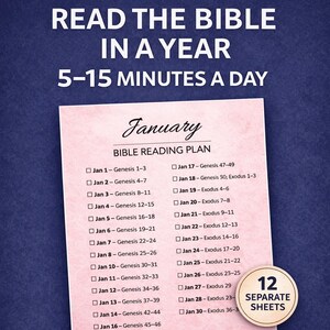 Bible in a Year Printable- 12 Month Reading Plan | Instant Download - Etsy