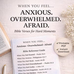 Bibelverser för svåra känslor utskrivbara | Skriftguide för svåra stunder | Kristen uppmuntran PDF