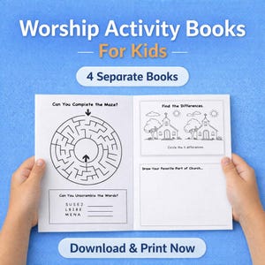 Church Activity Book for Kids | Busy Bag | 4 Booklets PDF |
