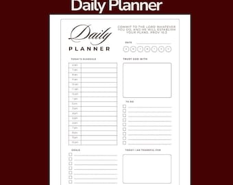 Szablon dziennego planera w formacie PDF | Planer chrześcijański | Lista zadań | Minimalistyczny układ