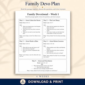 Guía devocional familiar / Devocionales de estudio bíblico de 4 semanas (Descarga en PDF)