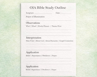 Szablon przewodnika do studium Biblii OIA | Studium indukcyjne do druku (do natychmiastowego pobrania)