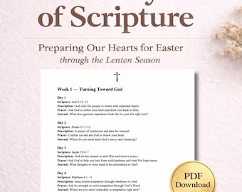 Plan czytania Biblii na Wielki Post | Rozważania Wielkanocne | Modlitwy i podpowiedzi do pisania w dzienniku | Plik PDF do druku