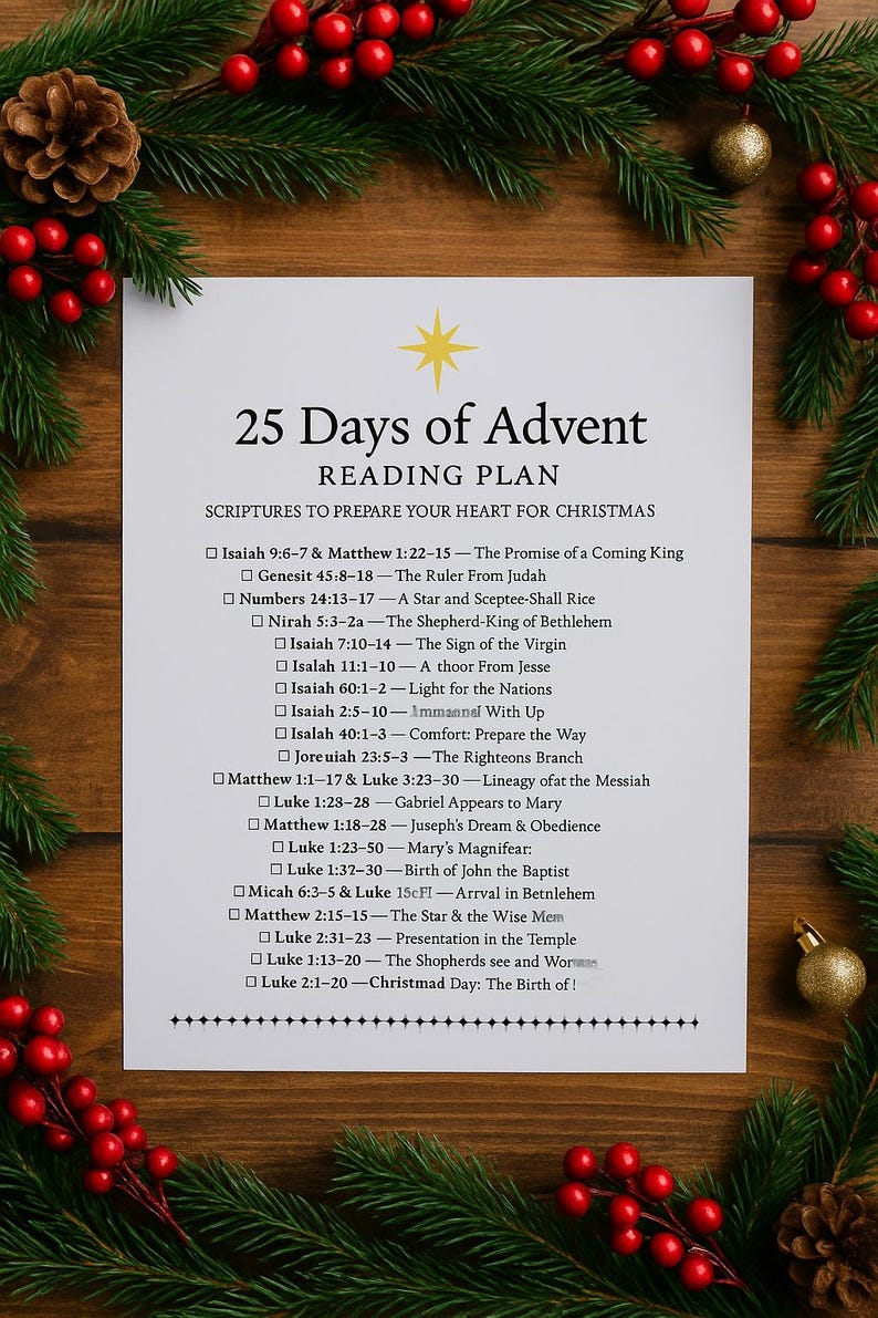 Printable Advent Reading Plan Etsy