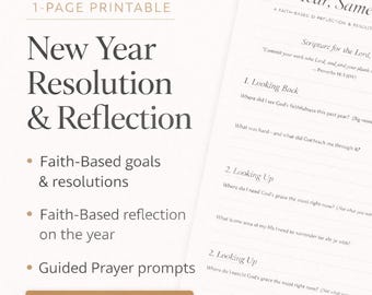 Noworoczne przemyślenia i postanowienia do druku | Arkusz ćwiczeń do wyznaczania celów opartych na wierze