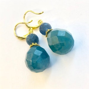 Nene Blue Dyed Jade Stack Earrings image 4