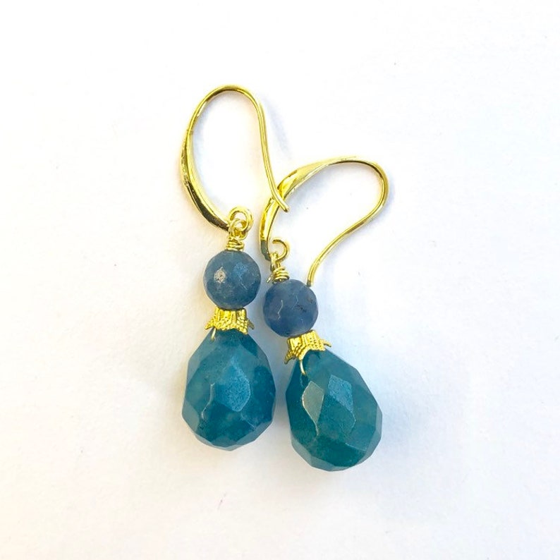 Nene Blue Dyed Jade Stack Earrings image 7