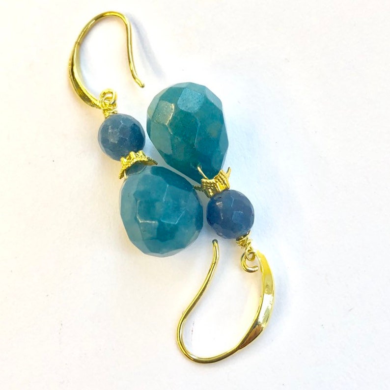 Nene Blue Dyed Jade Stack Earrings image 5
