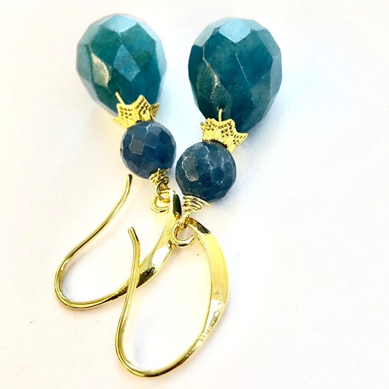Nene Blue Dyed Jade Stack Earrings image 6